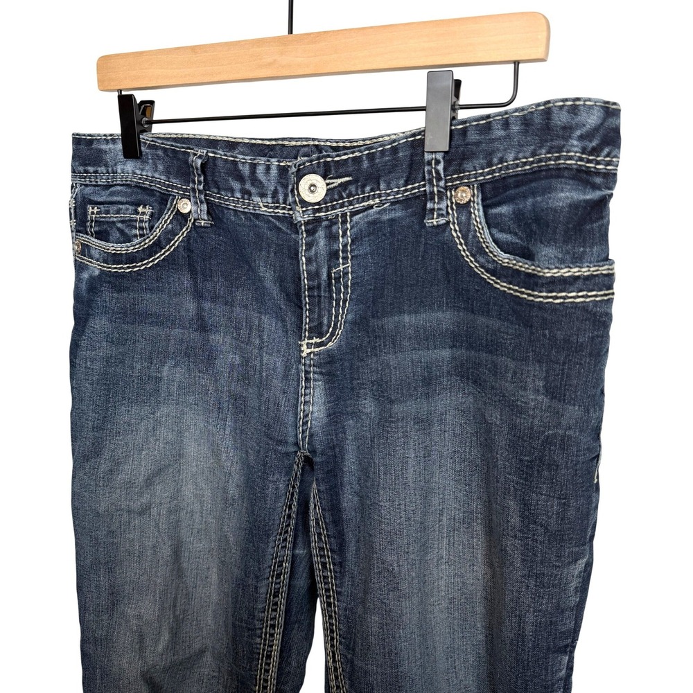 Maurices Jeans Women Dark Wash Embellished Pocket Stitch Detail Denim Pants Y2K‎ - Picture 9 of 10